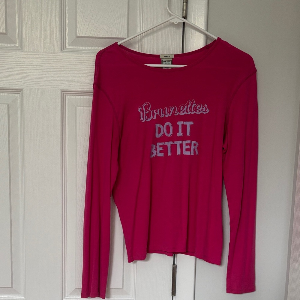 Old Navy Pink Long Sleeve Graphic Tee